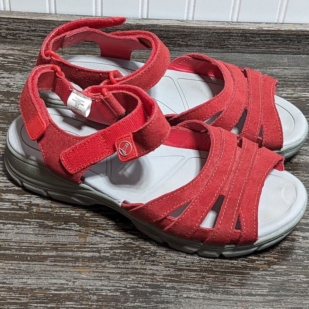 Lands End Women's Red Adjustable Strap Comfort Walking Sandal Size 9D